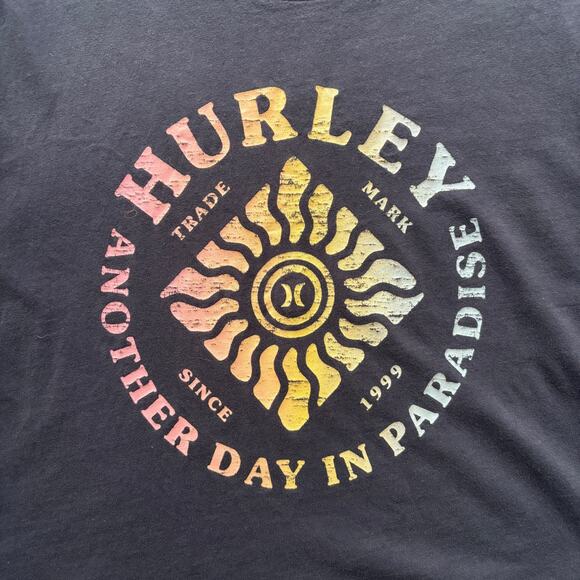 Hurley “Another Day in Paradise” Sun Graphic Cropped T-Shirt Black XL - Picture 6 of 6